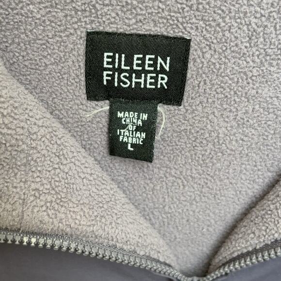 Eileen Fisher Coat Women's Size Large Purple Fleece Lined Cotton Nylon Hood Zip - Picture 7 of 9